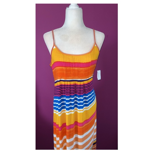 NWT Roz Ali/ Dressbarn Colorful Striped Maxi Dress - Picture 3 of 5